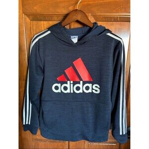 adidas Navy Pullover Hoodie with Red Logo- Boys L (14/16)